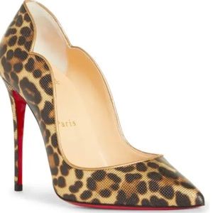 Christian Louboutin Hot Chick Leopard print Gold Pump
